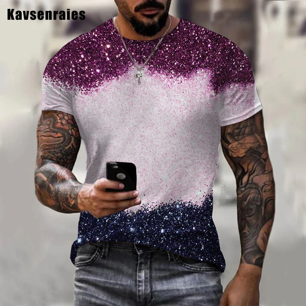 Men Women Hot Summer Fashion Colorful Glitter Printed 3D Men T-shirt Casual Comfortable Oversized O-Neck Short Sleeve Tops 6XL