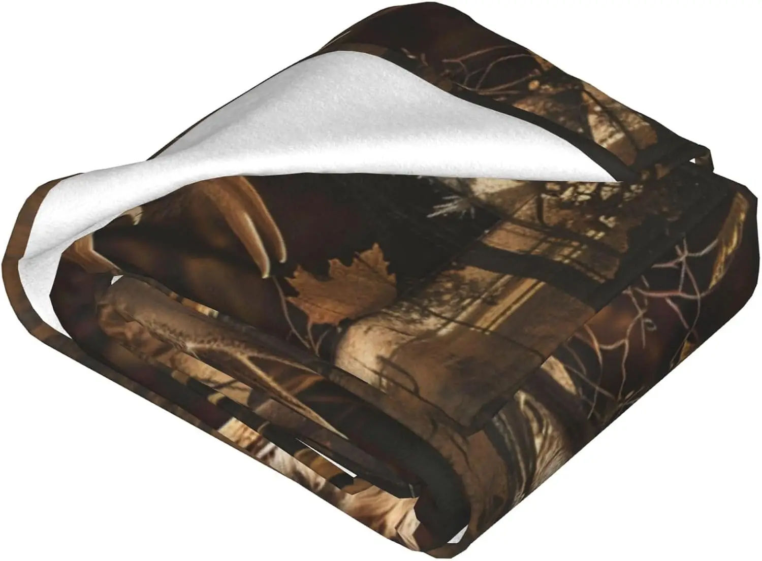 Vintage Frame Whitetail Deer Maple Leaf Forest Print Flannel Blanket Soft Throw For Sofa Bedroom Indoor Daily Home Decor Gift