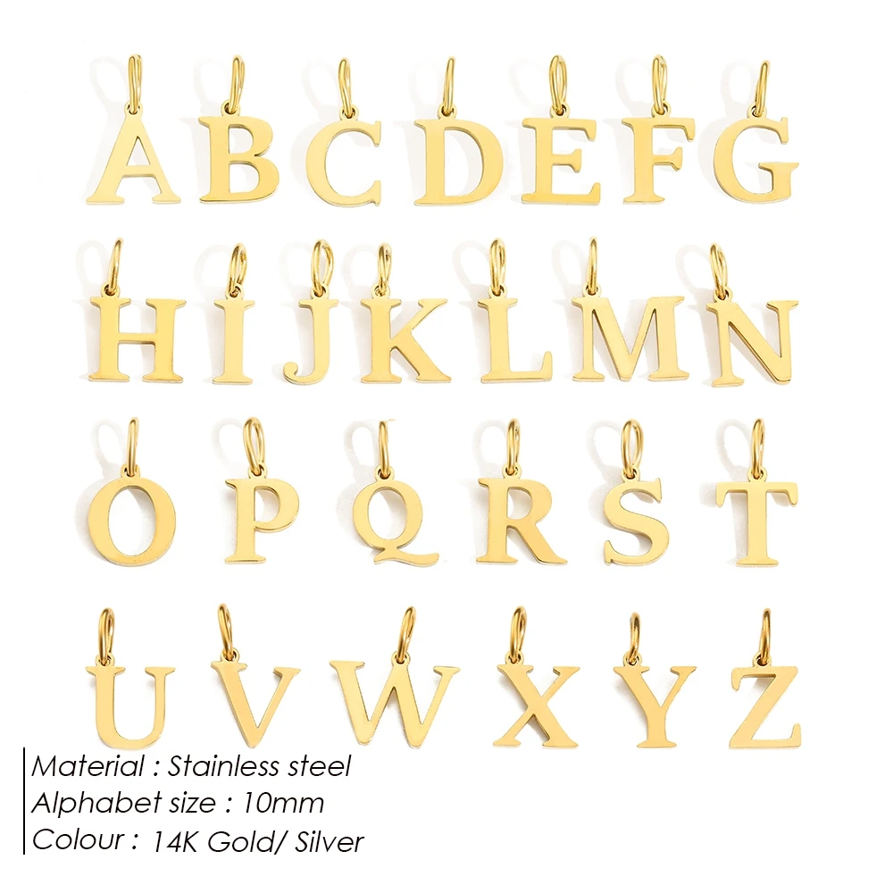 Hiraeva Vergoldete 10mm Block-Initialen-Anhänger A-Z Großbuchstaben für DIY-Schmuckherstellung – Detail 9