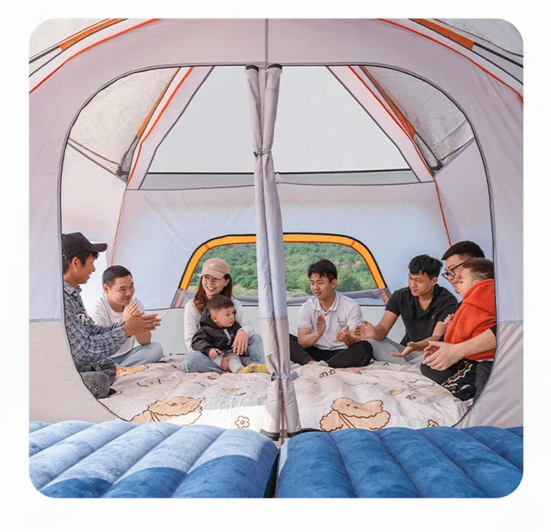 Outdoor Double-layer Tent And One Hall Thickened Rainproof 5 to 8 People Double Camping Outdoor Two Rooms