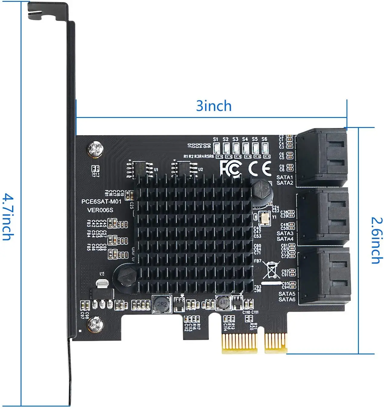 6/4 10 Port SATA III PCIe Card, PCIe SATA III Controller Card To 6GB/s Internal Adapter Converter PCI SATA 3.0 Expansion Card - Image 6