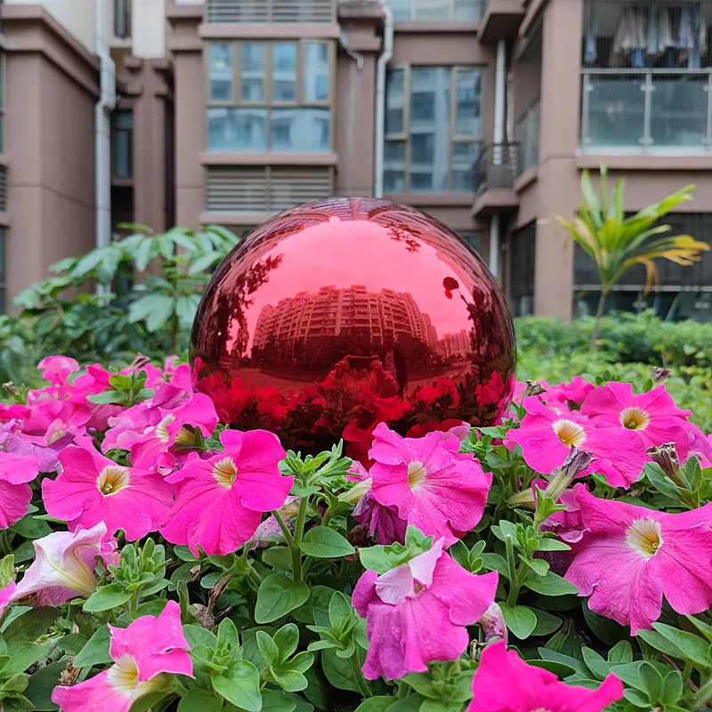 Stainless Steel Red Hollow Ball Decoration for Interior And Garden 32mm-500mm Diameter Modern round Ballast for Home Decor