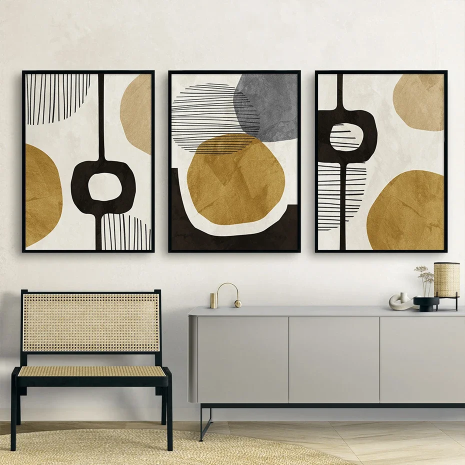 Triptych Modern Minimalist Aesthetic Wall Art Abstract Geometric Lines Canvas Poster Prints Home Bedroom Living Room Decor