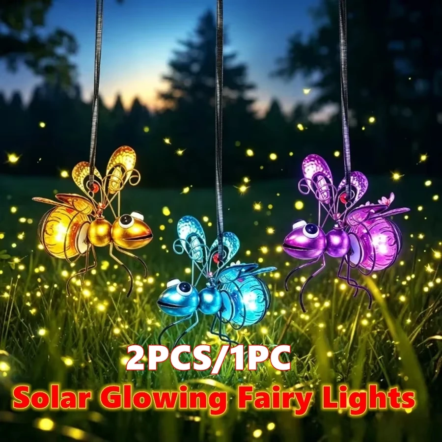 Lighting Bug Decor - Güneş enerjili LED ışıklı böcek heykeli,
