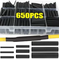 650pcs Insulation Heat Shrink Tubing Kit Wire Cable Sleeves Wrapping Protecter Black Electrical Connection Heat Shrink Tube