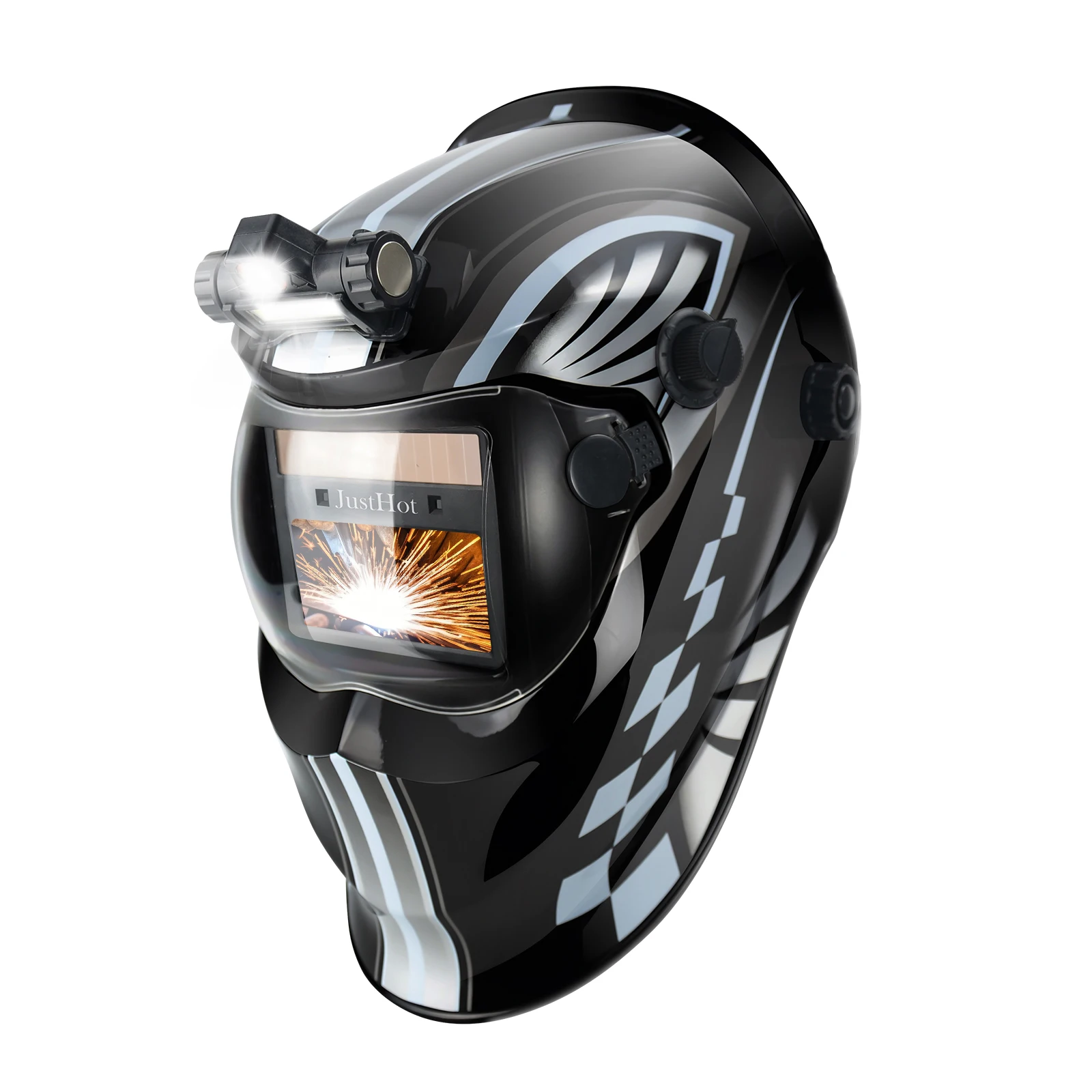 Auto Darkening Helmet With Headlight Adjustable Range Welding capace Helmets Welding Lens Caps soldado for equipamentos de solda