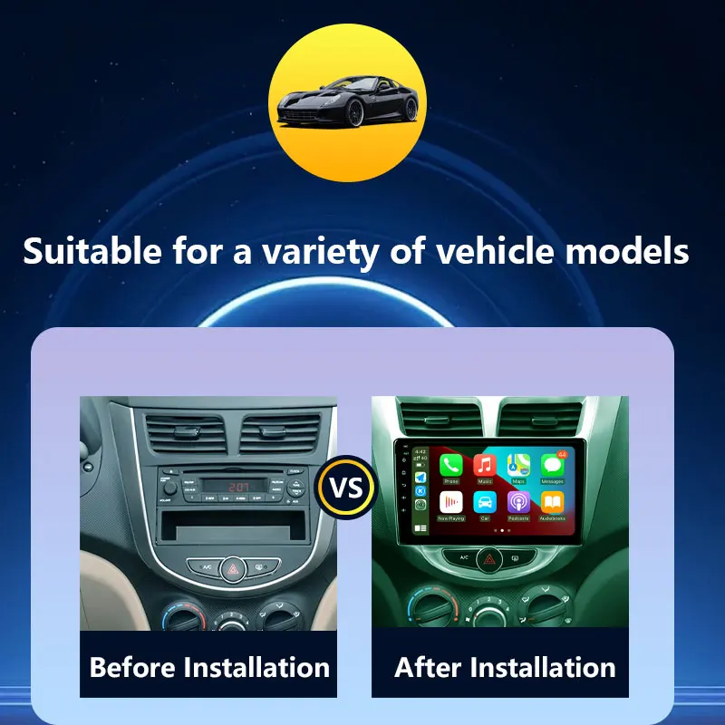 Car Radio Audio Multimedia Video Player for Hyundai Solaris 1 2010 - 2016 Wireless CarPlay DSP Stereo Split Screen GPS Navi BT