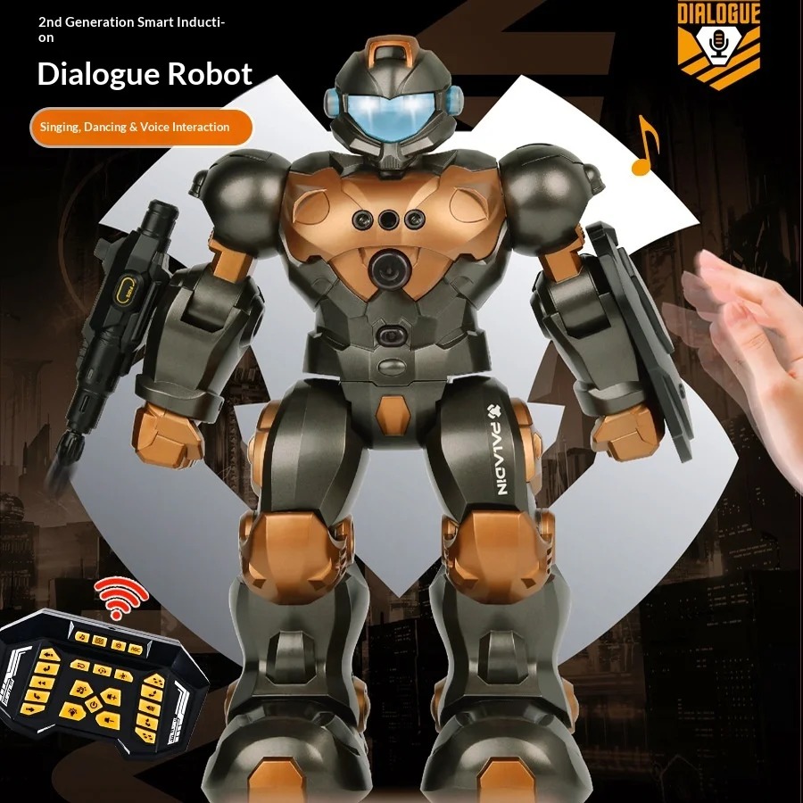 Brinquedo robô de controle remoto de voz elétrica inteligente das crianças com detecção de gestos e recurso de programação modelo animal rc