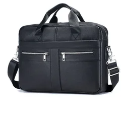 Maletín de negocios de cuero genuino de vaca para hombre, bolso de hombro masculino, bolso de mensajero, bolso de mano para ordenador, 2024