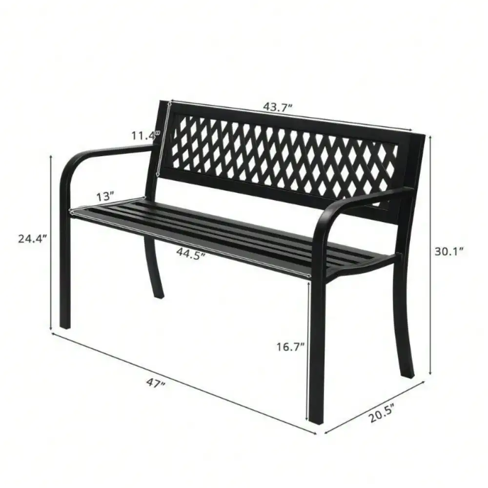 Garden Bench Weather-Resistant Outdoor Deck PVC Backrest Garden Park Patio Seat