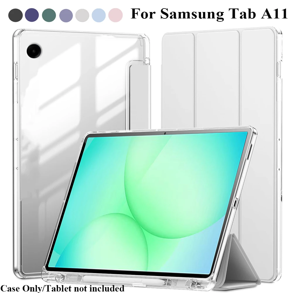 

Clear Crystal Tablet case for Samsung Tab A11 SM-X133/X136B, Hybrid Protective Cover with Pencil Holder, Anti-Yellowing Case
