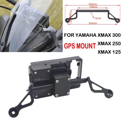 Negro para Yamaha XMAX 300 XMAX300 X MAX 300 soporte de teléfono frontal para motocicleta soporte de placa de navegación GPS para teléfono inteligente