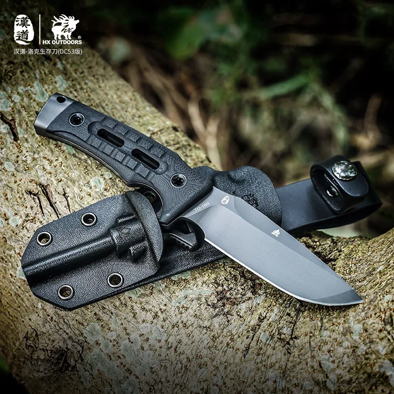 HX OUTDOORS DC53 Hunting Knife ,Survival Camping Knives Fulltang Knives Rescue EDC Fish Tool With Keydex Sheath Dropshipping