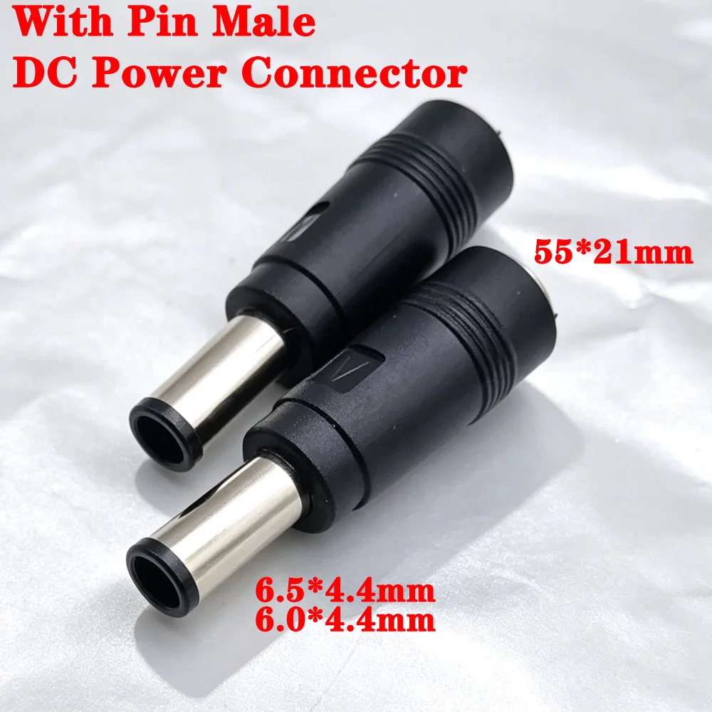 5.5x2.1mm Female to 6.5x4.4mm Male With Pin Male DC Power Connector Adapter Laptop Connector 5.5*2.1 Female to Male 6.5 6.0*4.4