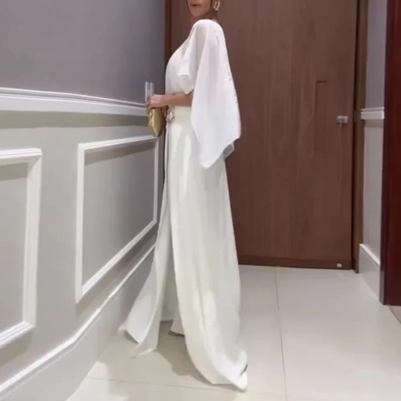 Summer New High Waist Wide Leg Playsuits Overalls 2026 New Chiffon Loose Women's Jumpsuits Fashion Solid Color Commute Rompers