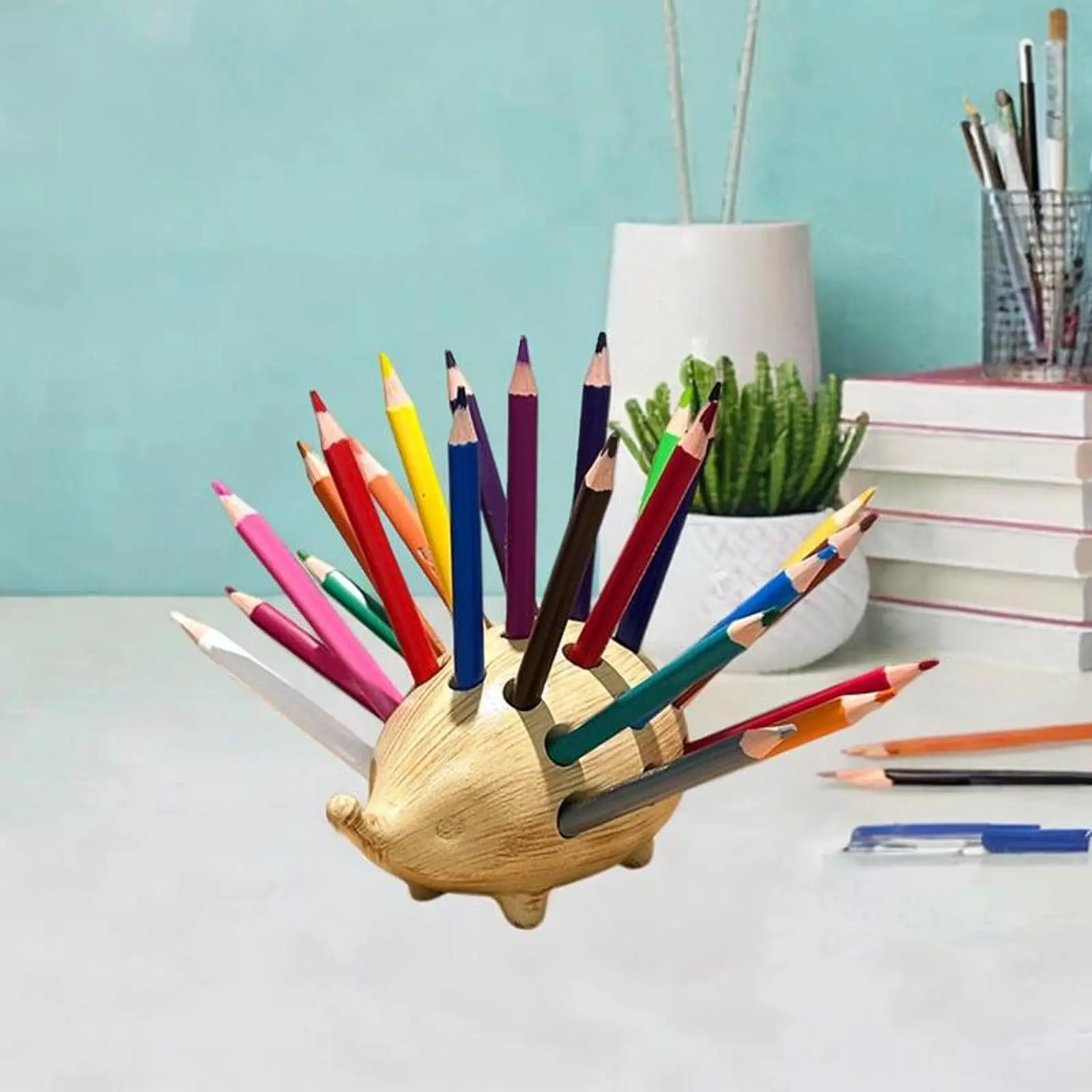 Tempat Pena Landak dengan Lubang Aksesori Dekoratif Perlengkapan Alat Tulis Organisasi Meja untuk Kabinet Kantor Desktop Rumah