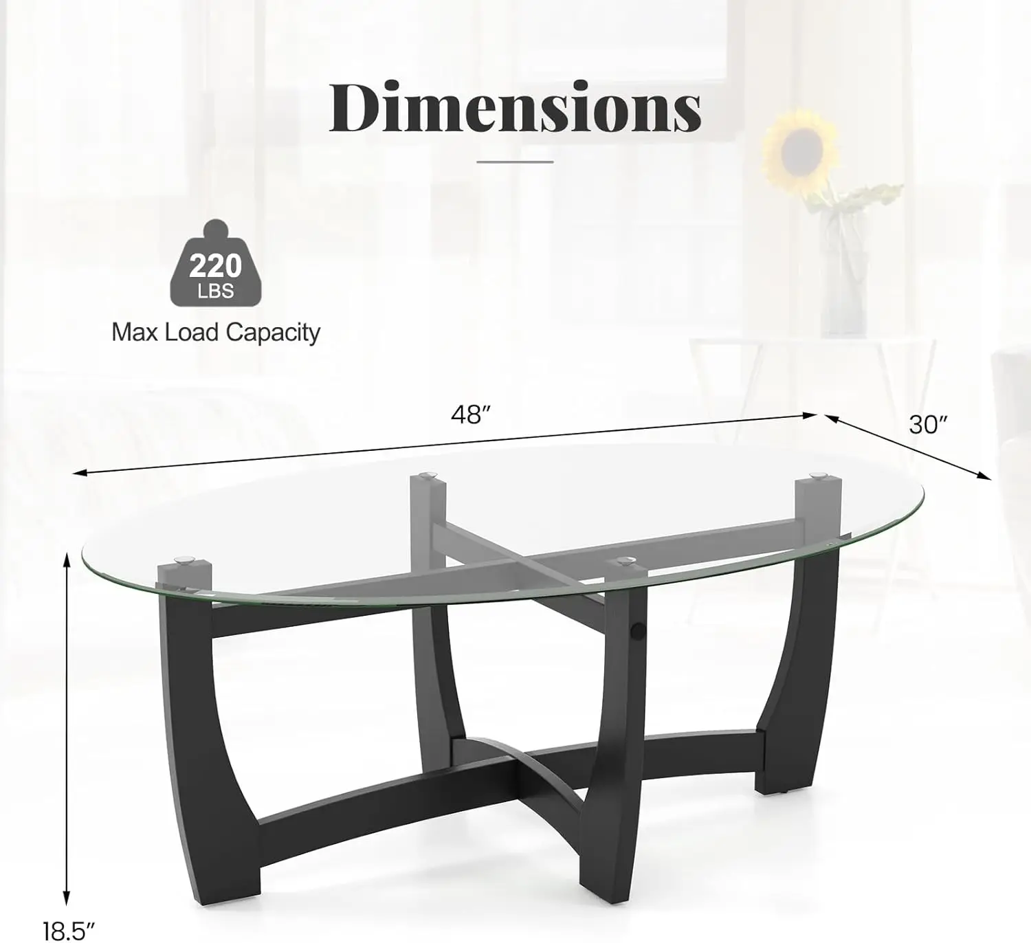 Giantex Glass Coffee Table, 48