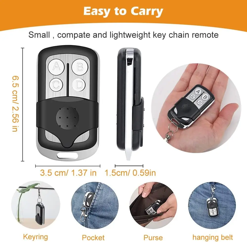 Universal RF433 Mhz Remote Control Garage Door Opener Controller Rolling Shutter Door Wireless Copying Remote Learn Button