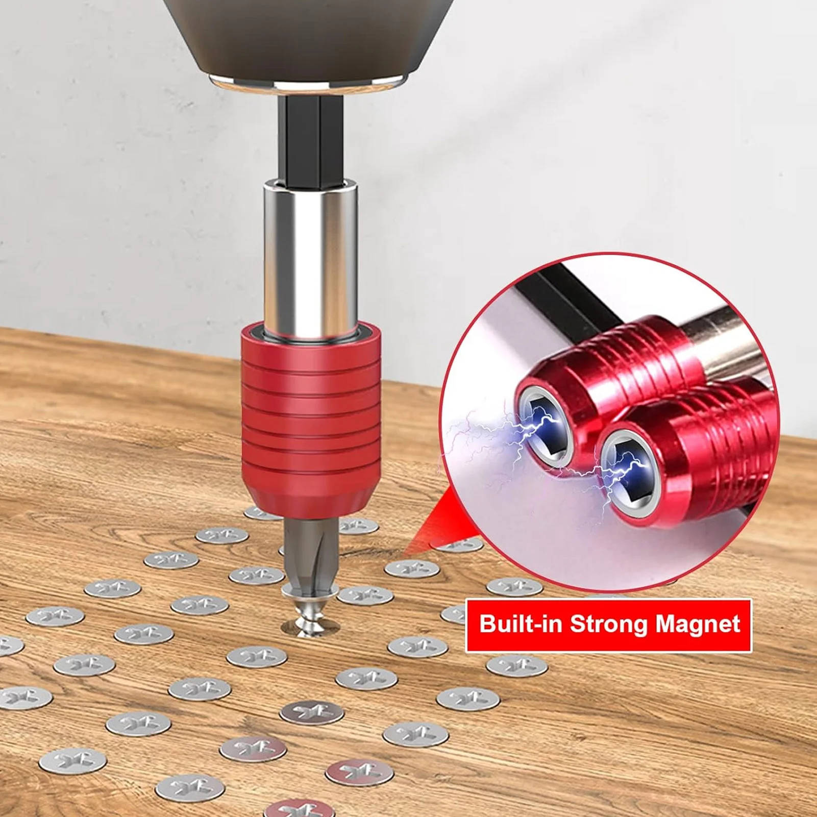 4 Pcs Drill Bit Extension Set 60mm 100mm 150mm 300mm 1/4 Inch Hex Shank Strong Magnetic Drill Bit Extender