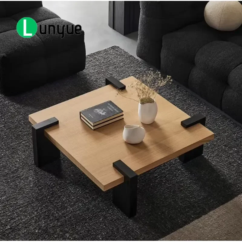 Solid Wood Square Side Table Natural Lime Top Coffee Table Luxury Living Room Furniture  Household Decor