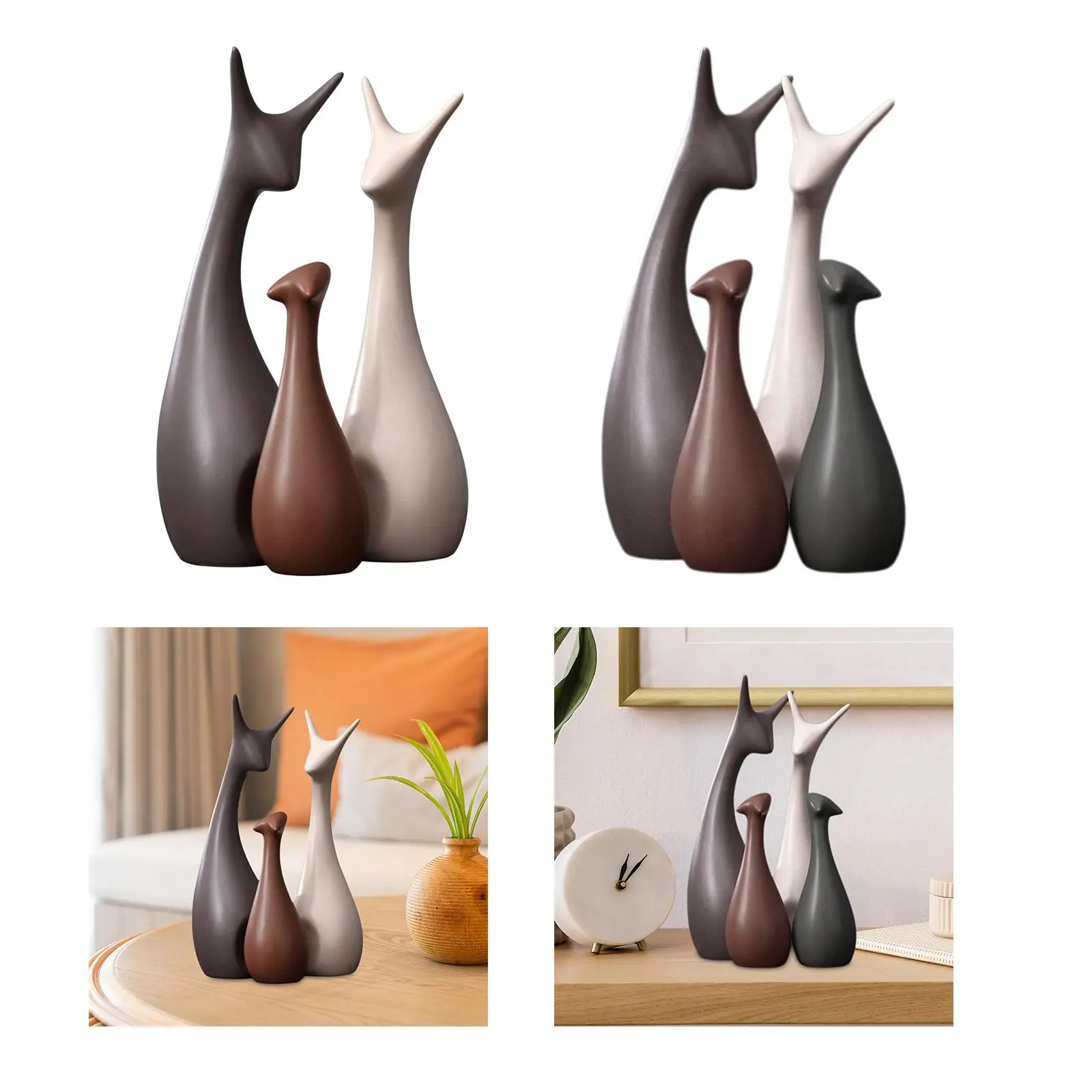 Nordic Ceramic Ornaments Family Figurines Sculpture Deer Statue Art Craft