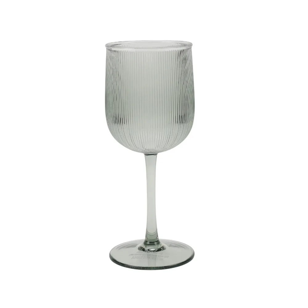 Ribbed Tritan Wine Glasses Set of 4 Unbreakable BPA Free Green Goblets Modern Cups for Kitchen Dining Bar Party Dishwasher Safe view 3