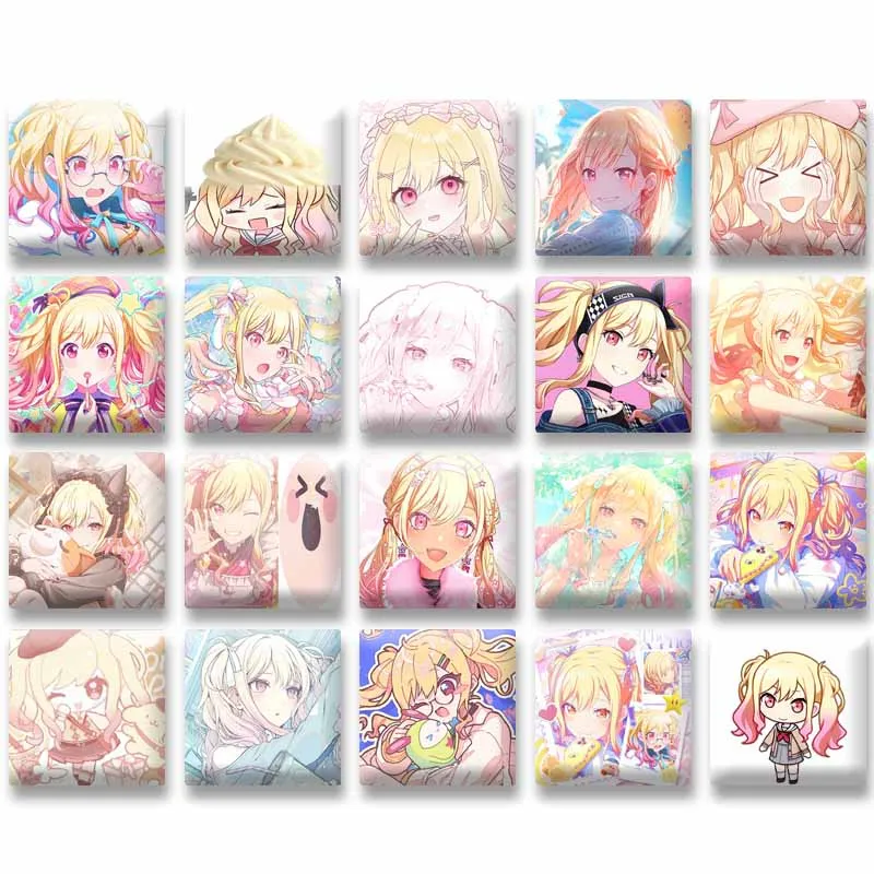 

Classic Cartoon Figure Square Pins Virtual Singer Tenma Saki Cosplay Badge Hat Clothes Backpack Decor Brooch Jewelry Accessories