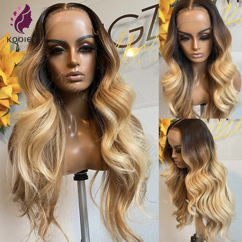 Glueless Silk Top Wig Human Hair Ready To Wear Blonde Ombre HD 13x4 Lace Front Wig Bleached Konts Body Wave Human Hair Wigs