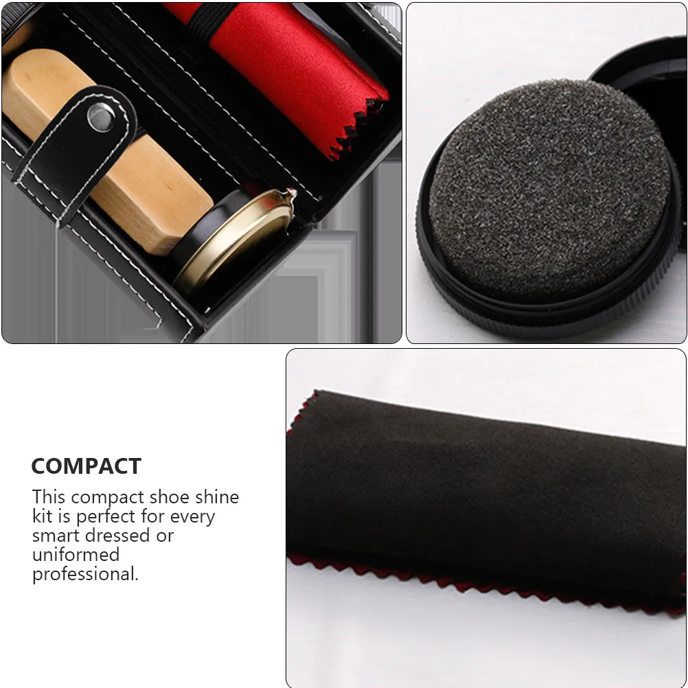 1Set Premium Shoe Shine Care Kit Compact Portable Shoes Polish Set for Travel Business Professionals Includes Polish Sponge