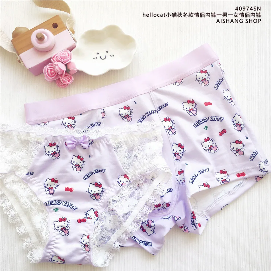 Sanrio Hello Kitty sous-vêtements de couple filles sous-vêtements en dentelle érotique culottes sous-vêtements pour hommes coton Sanrio couple cadeau sous-vêtements
