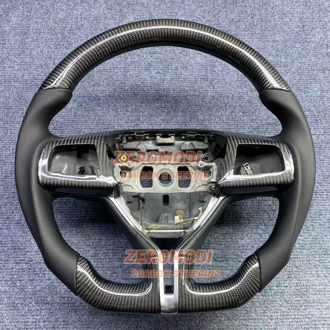 100% Real Carbon Fiber Black Leather Steering Wheel For Maserati Ghibli Quattroporte GTS 2014‑2019 Replacement Car Modification