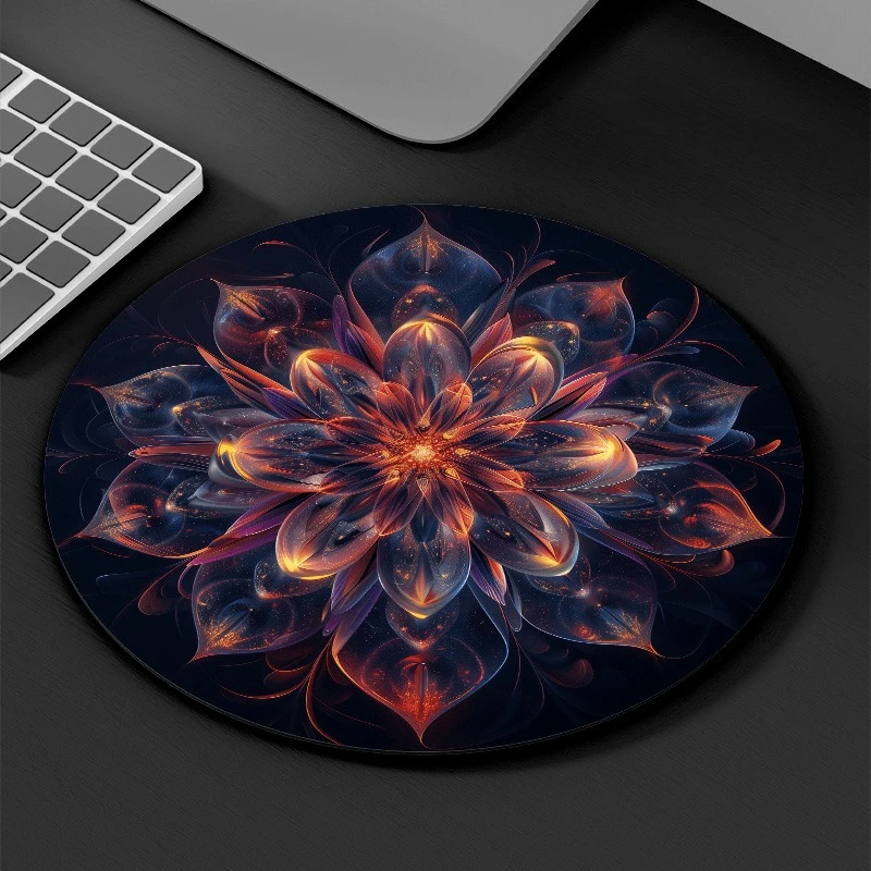 Mousepad Random Placement Glass Flower Round Portable Mouse Pad Computer Office Desk Mat Durable Non-Slip artoon Table Mat