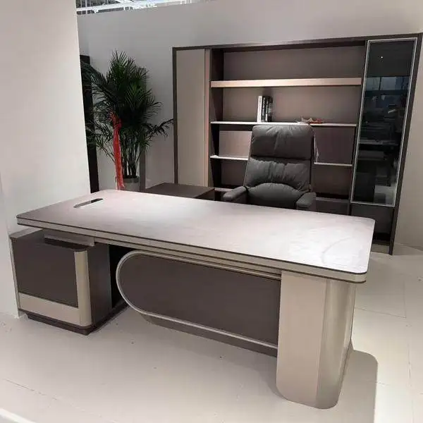 Desk President Office Desk and Chair Modern Simple Conference Table Desk and Chair Combination Bookcase