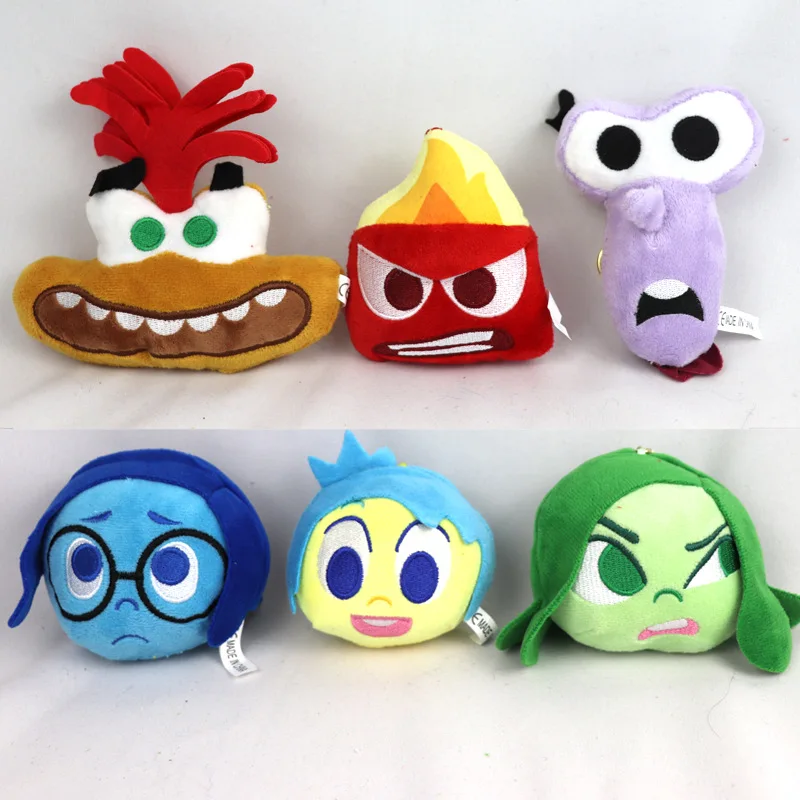 6PCS/Set New Inside Out Plush Toy Joy Sadness Disgust Anger Keychain Pendant Doll