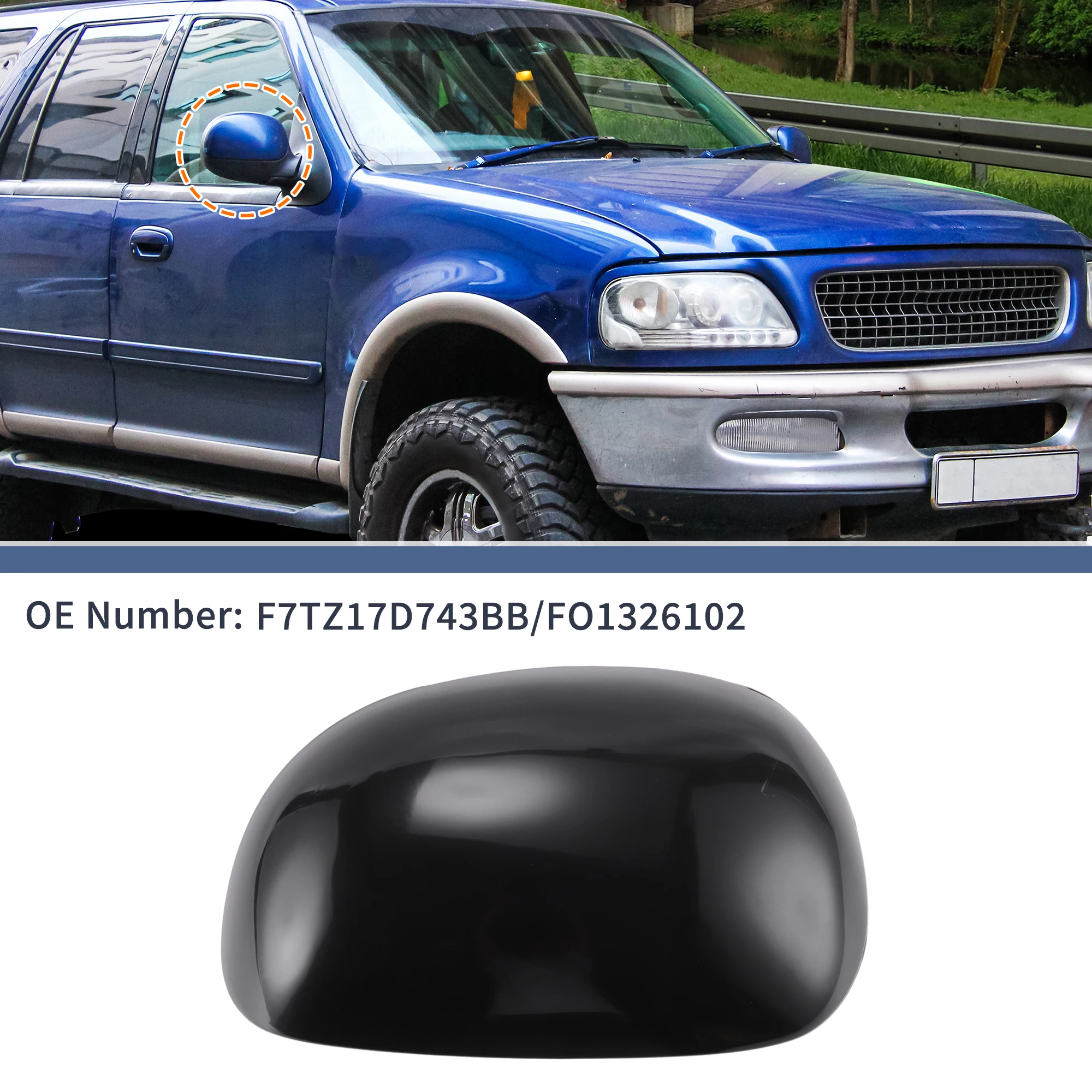 

UXCELL 1 Pc Right Side Mirror Cover Cap Replacement Black for Ford F-150 1997-2003