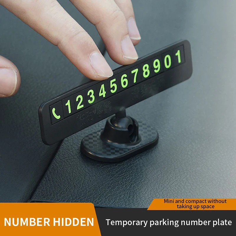 Mini Portable Telephone Number Plate With Switch Phone Number Business Card Temporary Parking Car Interior Accessories