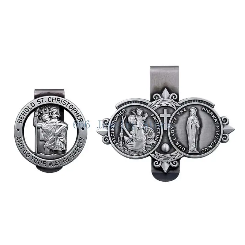 F2TD Christopher Motorist Prayer Visor Clip Catholic Driver Safety Brooch Charm For Motorists And Frequent Travelers