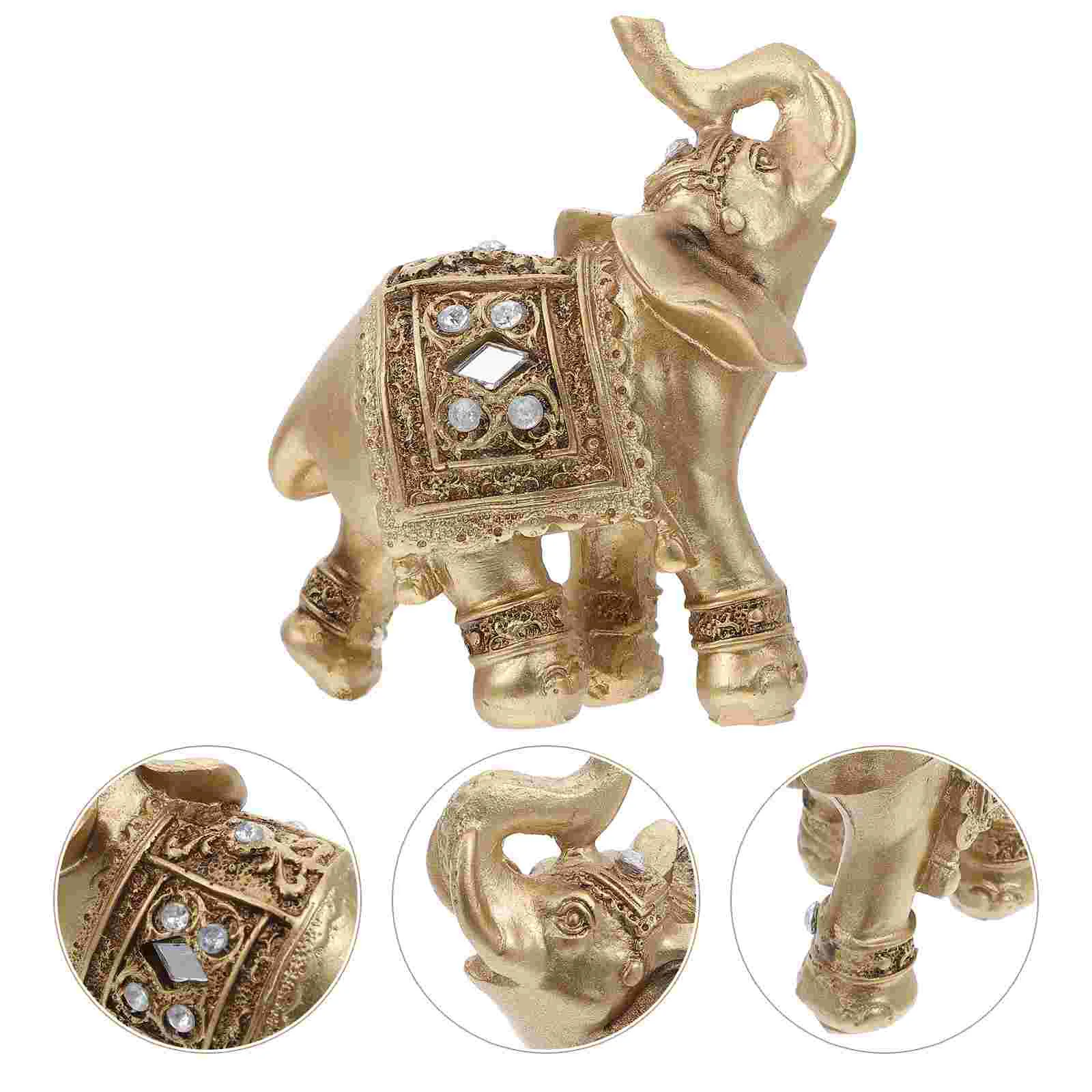 Elephant Sculpture Gold Desktop Elephant Desktop Elephant Statueation Figurines Statue Animal Shui Feng Statute Buddah