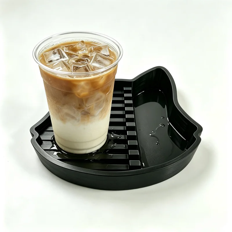 Compact Cat-Shaped Condensation Water Drainage Tray, Stylish Coaster, Practical Desktop Decoration Gift, Suitable for Cat Lovers, Girls, and Office Workers