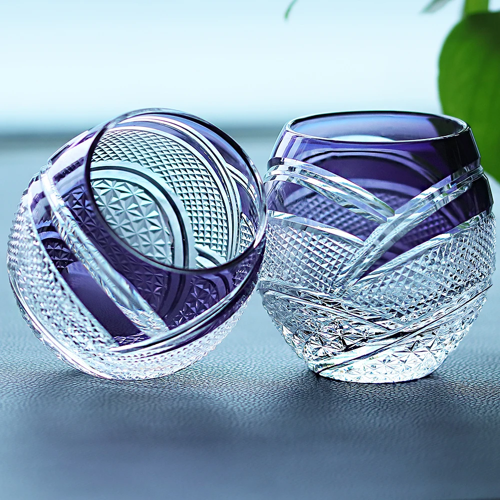 

300 мл фиолетовый Edo Kiriko стакан для виски в японском стиле круглой изогнутой формы стакан для коктейлей