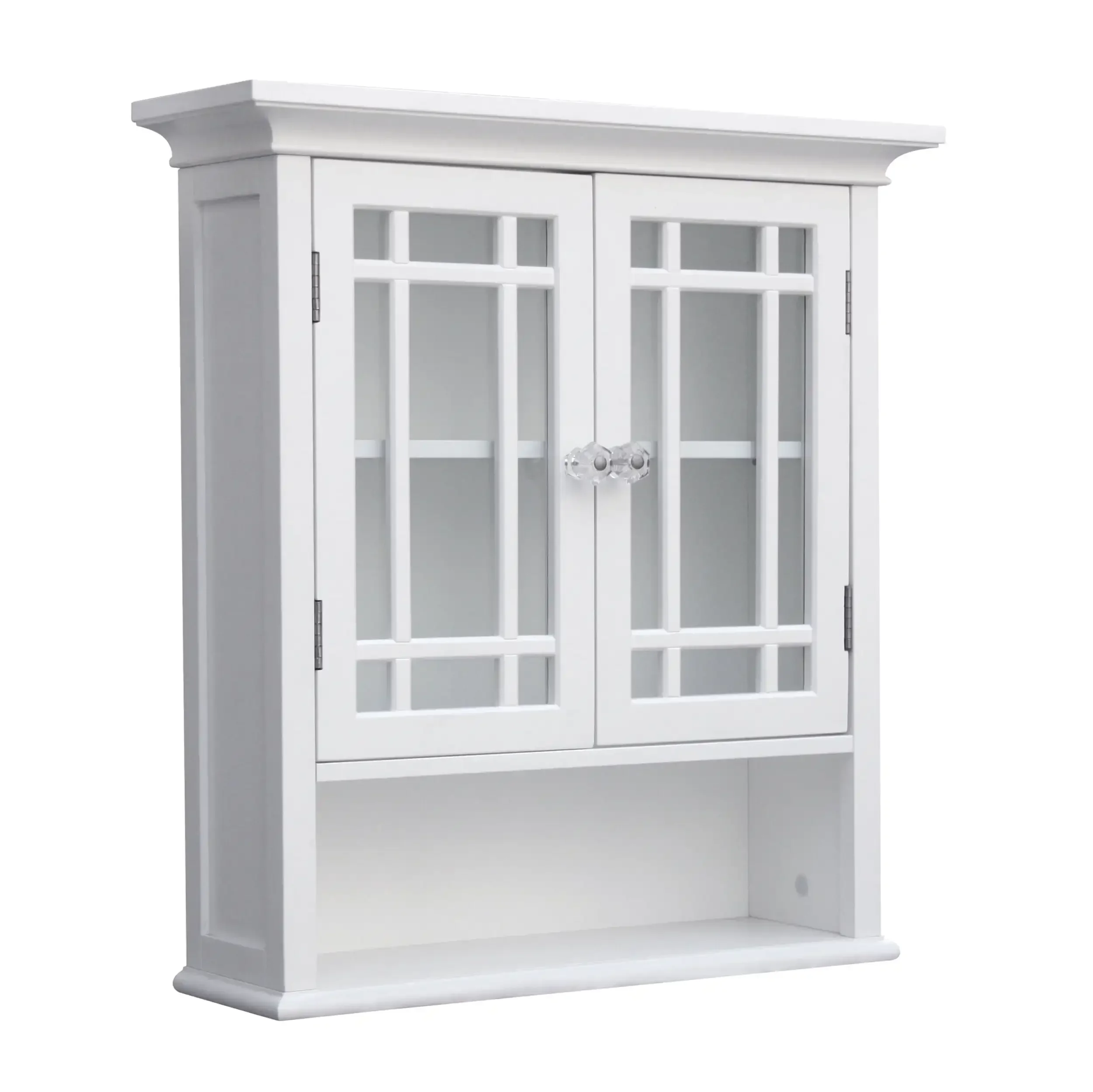 Neal Wooden Wall Cabinet with 2 Glass Doors, White