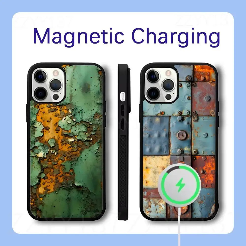 

Retro Industrial Style Rusty with Magsafe Phone Case For iPhone 17,16,15,14,13,12,Pro,Max,Plus Magnetic Wireless Charge Cover