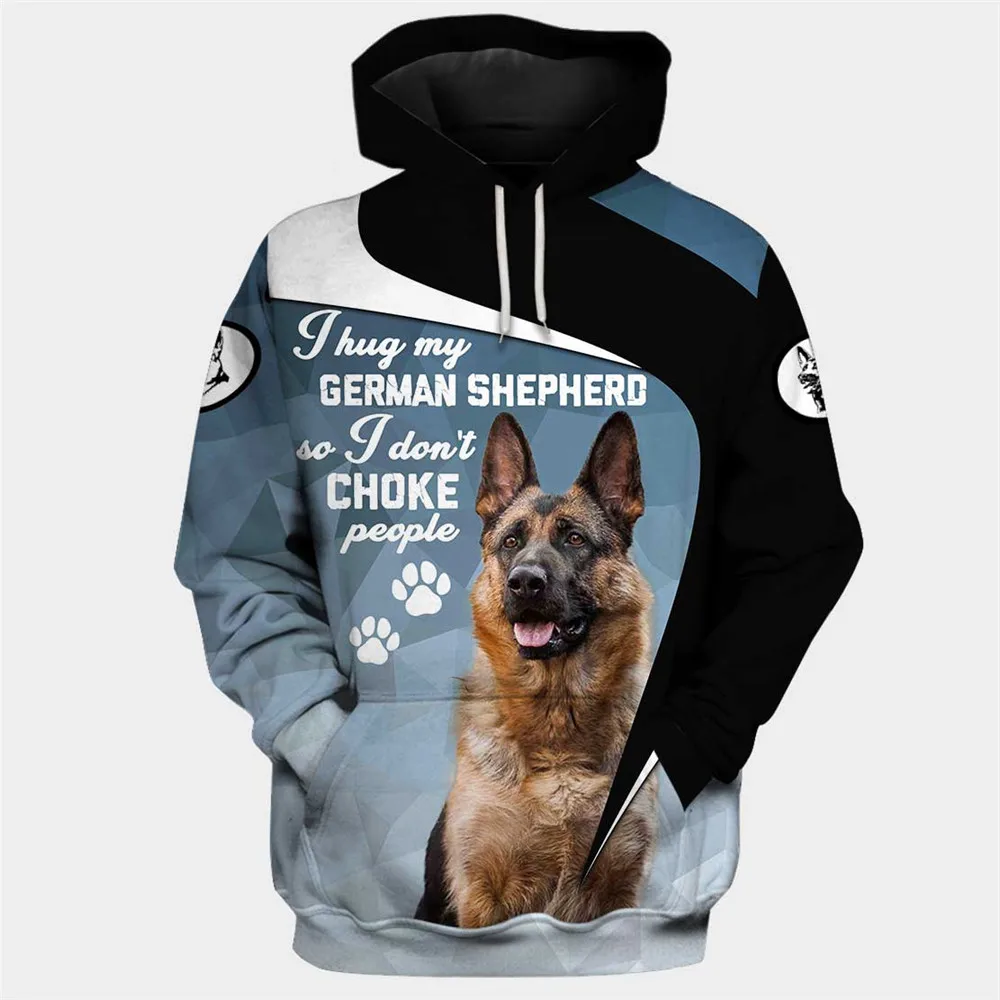 

HX German Shepherd Hoodies 3D Graphic Choke People Hoodies Animals Dogs Pocket Sweatshirts Unisex Sportswear Dropshipping