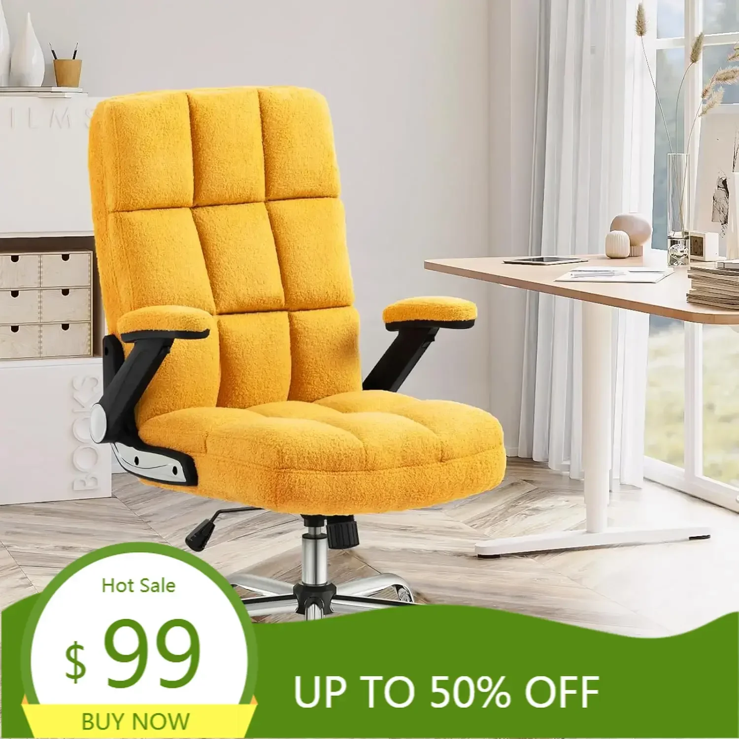 

эргономичное офисное кресло из искусственного меха с высокой спинкой, поворотными колесами и регулируемыми подлокотниками для удобного использования на столе.