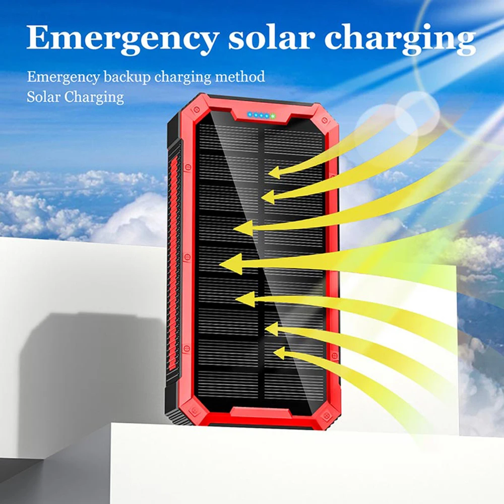 36800mah Wireless Solar Power Bank Fast Charger Powerbank with 4USB Output Outdoor IP66 Waterproof with Camping Lamp Light