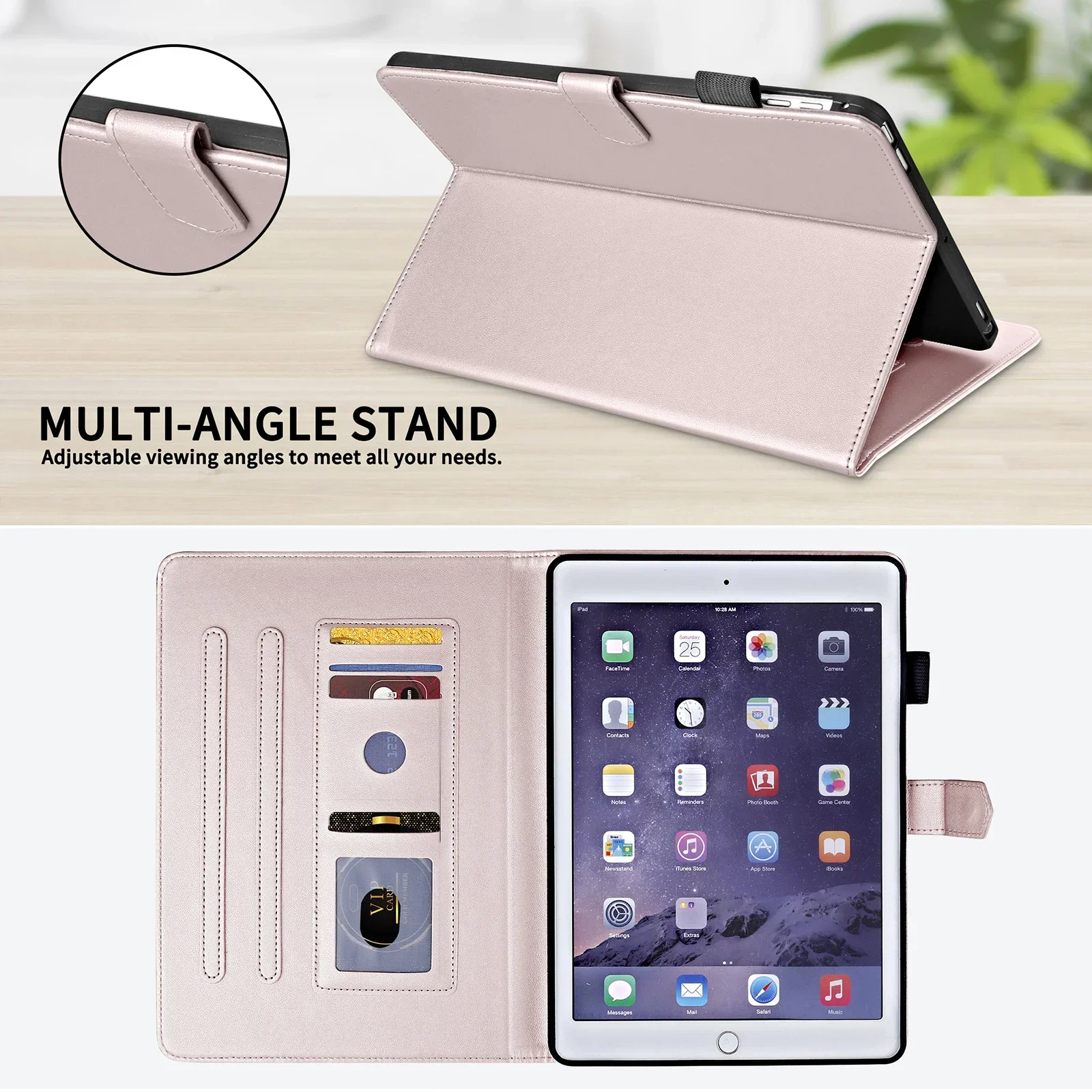 Wallet Leather Cards Solt Cover For iPad Pro 11 2024 10th 2022 7th 10.9 Air 3 10.5 9.7 Smart Sleep Tablets Flip Stand Book Case