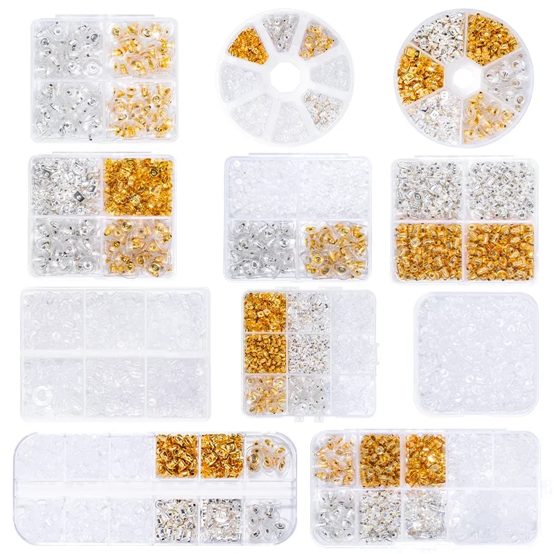 

Silicone Ear Plugs Transparent Metal Rubber Anti Allergic Earring Back Kit Bullet Clutch Stopper for Fish Hook Earrings
