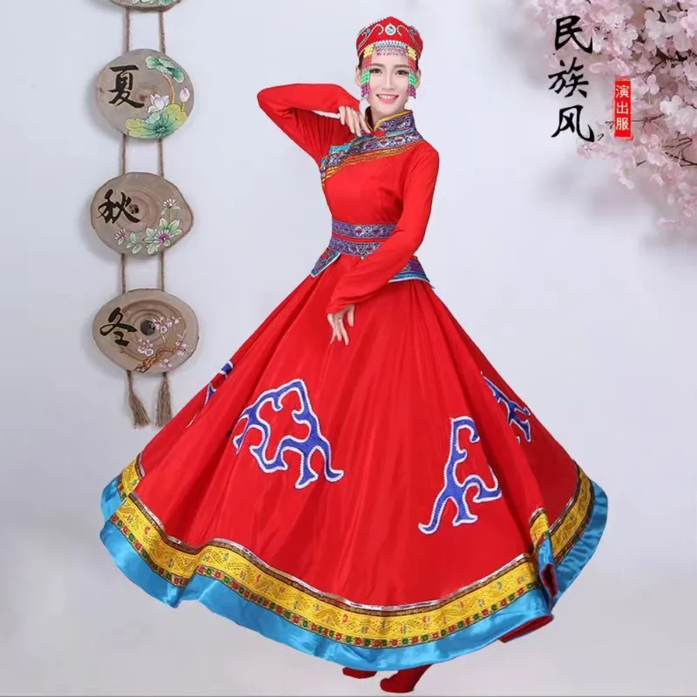 

New Mongolian Traditional Clothes Women's Wear Inner Mongolia Dance Costumes Mongolian Gown Adult Minority Costumes Dress