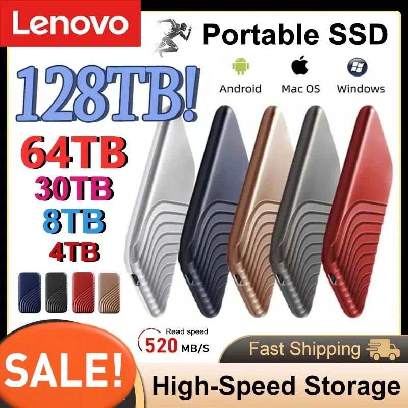 

Внешний твердотельный накопитель Lenovo SSD Flash с интерфейсом Type-C USB3.1, высокоскоростной, 2 ТБ, 4 ТБ, 8 ТБ, 16 ТБ, портативный жесткий диск для ноутбука