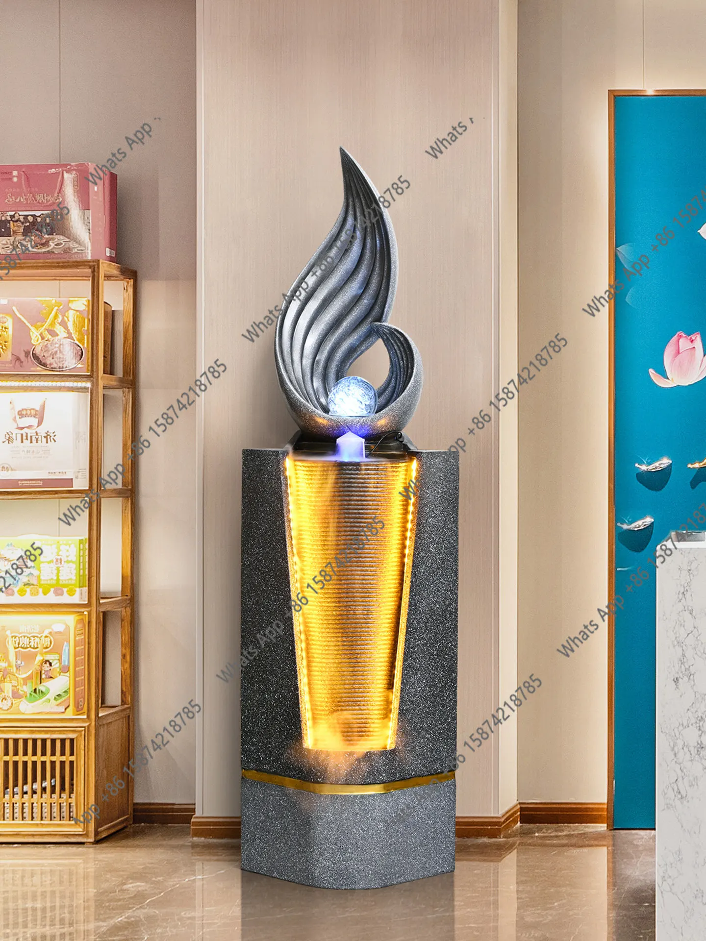 

Light luxury creative flowing water fountain ornament living room feng shui ball lucky decoration circulating water landscape